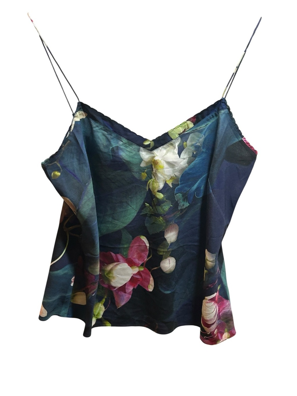 Ted Baker London Floral Cowl Neck Cami Tank Top Navy Pink Size L NWT